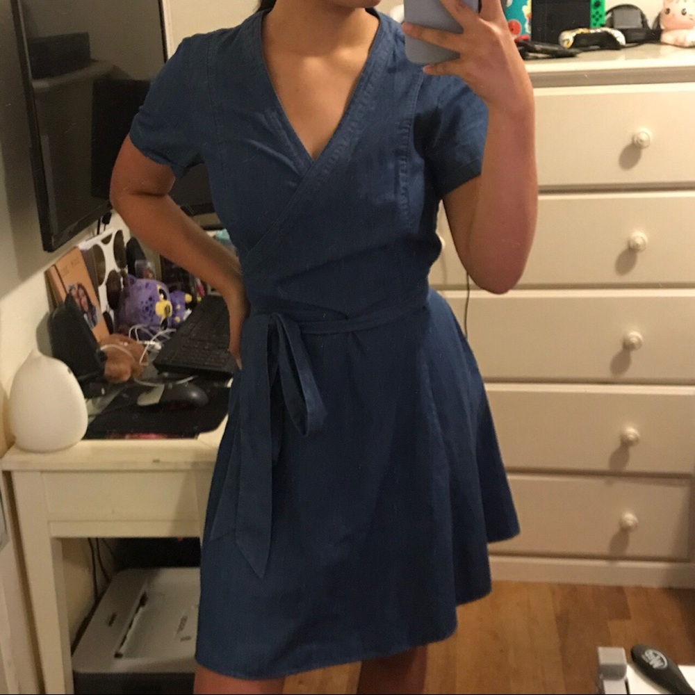 Boden Denim Wrap Mini Dress